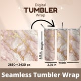 20 oz Skinny Tumbler Wrap, Pink Marble Gold Veins, Sublimation Design, Straight and Tapered, png Digital Download thumbnail 5