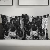 Cat Pattern Tote Bags, Throw Pillow, iPhone Case, Feline Design, Cat Lover Gift, Pet Art, Cute Animal Print, Black and White thumbnail 3
