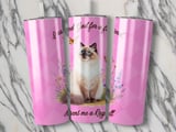 20oz. Seamless Tumbler Wrap: Ragdoll Cat Design, Seamless Full Wrap, Pet Lover Gift, Wildflowers and Butterflies thumbnail 5