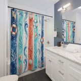 Oceanic Whimsy Watercolor Shower Curtain thumbnail 3