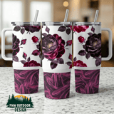 Dark Roses Tumbler Wrap, Seamless Digital Design, 40oz Tapered Sublimation Design, Distressed Floral Pattern, Digital Download thumbnail 7
