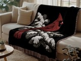 Snowy Winter Cardinal Blanket thumbnail 2