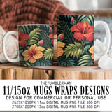 Tropical Tumbler Design, Hibiscus Flower Digital Download, Colorful Floral Tumbler Png, Floral Junk Journal Pages, Digital Scrapbooking thumbnail 4