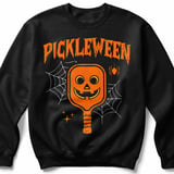 Pickleball Gildan Crewneck Sweatshirt, Pickleween, Court Warm Up Graphic Apparel for Halloween Matches thumbnail 1