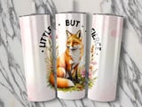 20oz Tumbler Wrap, Fox Design, Floral Accents, Little But Fierce Slogan, Pink Background thumbnail 3