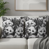 Cat Faces Tote Bags, Cute Kitten Throw Pillow, Funny Cat Pattern iPhone Case, Animal Lover Gift, Cat Mom Present, Black and White Art thumbnail 6