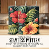 Tropical Tumbler Design, Hibiscus Flower Digital Download, Colorful Floral Tumbler Png, Floral Junk Journal Pages, Digital Scrapbooking thumbnail 2