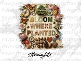 Bloom Where Planted Tumbler PNG Digital, 20oz Sublimation Design for Straight & Tapered Cups, Botanical Scrapbook Collage Art thumbnail 8