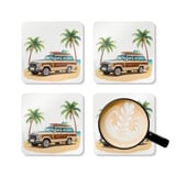 Grand Wagoneer Corkwood Coaster Set, The Waggy Beach Vibes, Car Lover Gift, Housewarming Gift, Drink Coasters, Beach Decor thumbnail 5