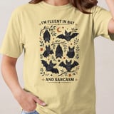 Fluent in Bat and Sarcasm Shirt, Cute Bat Lover T-Shirt, Funny Goth Aesthetic Sweatshirt, Witchy Halloween Gift for Her thumbnail 3