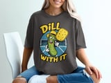 Pickleball Comfort Colors Shirt, Dill With It Funny Pickle Pun, Retro Court Player Vintage Graphic Tee thumbnail 3
