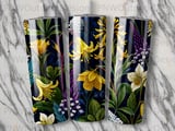 Vintage Dark Floral Tumbler Wrap Digital File, 20oz Skinny Sublimation Design, Seamless Botanical PNG for Garden Lover Gift thumbnail 7