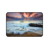 Personalized Ocean Sunset Waves Desk Mat, Custom Beach Lover Gift, Stormy Coastal Desk Mat. Dramatic Sea Landscape Mouse Pad thumbnail 6