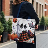 Halloween Tote Bag, Ghost Knitting, Cute Halloween Cat, Pumpkin Patch, Fall Decor, Spooky Season, Trick or Treat, Halloween Party, Gift thumbnail 6