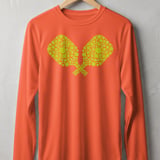 Pickleball Sport-Tek Long Sleeve Tee, Neon Yellow Crossed Pickleball Paddles Graphic, Sun Shield Shirt thumbnail 4