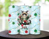 Grumpy Cat Christmas 20oz. Tumbler Wrap PNG, Funny Cat Lover Gift, Nope Not Today Seamless Digital Download, Winter Holiday Design thumbnail 4