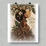 Black Woman Roots Poster, African American Framed Art Print, Ancestral Strength Wall Decor, Melanin Botanical Floral Artwork, Gift For Her thumbnail 9