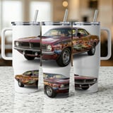 Classic Car 40oz Tumbler Wrap Design, Vintage Red Muscle Car Sublimation Digital File, Car Show Auto Lover Gift for Him thumbnail 9