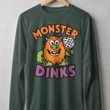 Pickleball Sport-Tek Long Sleeve Tee, Monster Dinks Funny Paddle Art, UV Morning Sun Shield Shirt thumbnail 7