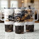 Distressed Vintage Car Tumbler Wrap Design for 40oz Sublimation Tapered | Mechanic Man Cave Digital Download with Free Car Coasters thumbnail 1