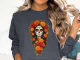Floral Sugar Skull Catrina Tee or Sweatshirt thumbnail 6