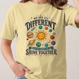 Teacher Appreciation Shirt, We Are All Different But In This School We All Shine Together Planets Space Vintage T-Shirt Sweatshirt thumbnail 12