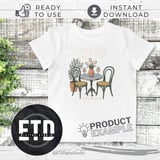Patio Season Digital File PNG, Save A Seat For Me Bistro Table Cafe Scene Outdoor Living Spring Summer Illustration Download thumbnail 3