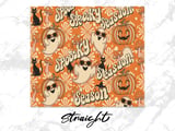 Spooky Season Tumbler Wrap Digital, Retro Halloween Ghost Pumpkin Seamless 20oz Skinny Straight Tumbler Wrap PNG Sublimation Design thumbnail 4