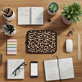 Chic Leopard Print Laptop Sleeve, Animal Print Accessory Pouch, Trendy Wild Jungle Pattern Tech Case thumbnail 3