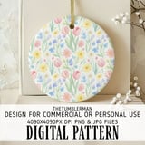 Digital Flower Pattern, Floral Digital Paper, Spring Flowers, Watercolor Flowers, Tulips, Daisies, Forget Me Nots, Digital Bundle Pattern thumbnail 3