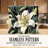 White Lily Tumbler Design, Digital Paper, Floral Backgrounds, Junk Journal Pages, Printable PNG, Scrapbooking Paper thumbnail 2