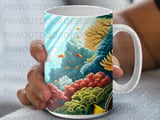 Tropical Ocean Fish Mug Wrap Digital Design | Colorful Underwater Coral Reef Sea Life Sublimation PNG for 11oz 15oz Cups thumbnail 8