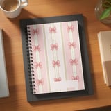 Pink Bow Coquette Backpack & Spiral Notebook Set, Princesscore Gold Detail Girly Aesthetic Student Bag Gift thumbnail 2
