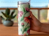 Echinacea Tumbler Wrap PNG Digital Design, Watercolor Floral 20oz Skinny Tumbler Sublimation Seamless File, Instant Download thumbnail 4