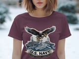 US Navy Eagle Anchor T-Shirt, Patriotic Military Veteran Gift, Naval Ships Honor Courage Commitment Apparel Tee thumbnail 3