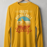 Pickleball Sport-Tek Long Sleeve Tee, Crazy Pickleball Lady, Sun Shield Shirt, Retro Sunset Court Graphic thumbnail 3