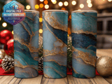 20 oz Tumbler Wrap Sublimation, Teal Gold Marble Design, Straight Tapered, Digital Download for Tumblers, DIY Tumbler Designs, Unique Design thumbnail 2