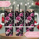 Orchid Tumbler Design, Digital Download, Floral Tumbler PNG, Watercolor Flower Backgrounds, Junk Journal Pages, Digital Scrapbooking Paper thumbnail 8