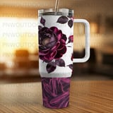 Dark Roses Tumbler Wrap, Seamless Digital Design, 40oz Tapered Sublimation Design, Distressed Floral Pattern, Digital Download thumbnail 3