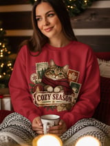 Cozy Season Cat Sweatshirt, Vintage Winter Cat Hoodie, Cute Tabby Cat Scarf Graphic, Aesthetic Autumn Cottagecore Tote Bag Gift thumbnail 10