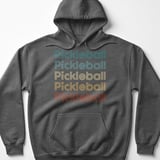 Pickleball Gildan Fleece Hoodie, Retro Striped Pickleball Stacked Line Graphic, Court Pullover Sweatshirt thumbnail 4