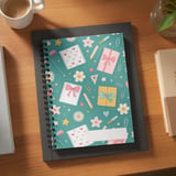 Cute Stationery Pattern Backpack, Kawaii Aesthetic Spiral Notebook, Accessory Pouch, Back to School Gift for Her thumbnail 2