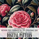 Pink Camellia Flower Tumbler Design, Digital Paper Pack, Watercolor Floral Backgrounds, Junk Journal, Scrapbooking, Printable PNG Digital thumbnail 13