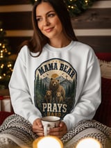 Mama Bear Prays Hard Rustic Christian Mom Art, Faith-Based Mountain Bear Family Design for Strong Motherhood Other thumbnail 18