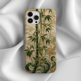 Jade Bamboo Tough Phone Case Asian Art Print Faux Gold Inlay Zen Cover Aesthetic Botanical Phone Case Gift For Her thumbnail 5