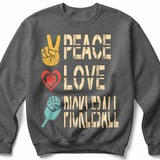 Pickleball Gildan Crewneck Sweatshirt, Peace Love Pickleball, Court Warm Up Retro Graphic Apparel thumbnail 4