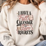Full Calendar Zero Regrets PNG, Funny Coffee Lover Sublimation Design, Girly Planner Bow Graphic, Coquette Social Butterfly Clipart thumbnail 19