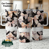 40oz Tumbler Sublimation Wrap, Seamless Distressed Tapered, Watercolor Bows, Lace Bows, Digital Download, Cute Bows Pattern thumbnail 1