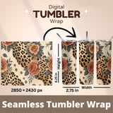 Digital Pattern, Leopard Print, Floral, Rose, Seamless Pattern, Digital Bundle, Fabric Design, Tumbler Wrap Design, Sublimation Design thumbnail 9