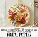 Autumn Flowers Tumbler Design, Watercolor Floral Digital Papers, Printable Tumbler PNG, Scrapbooking Paper, Digital Download thumbnail 3